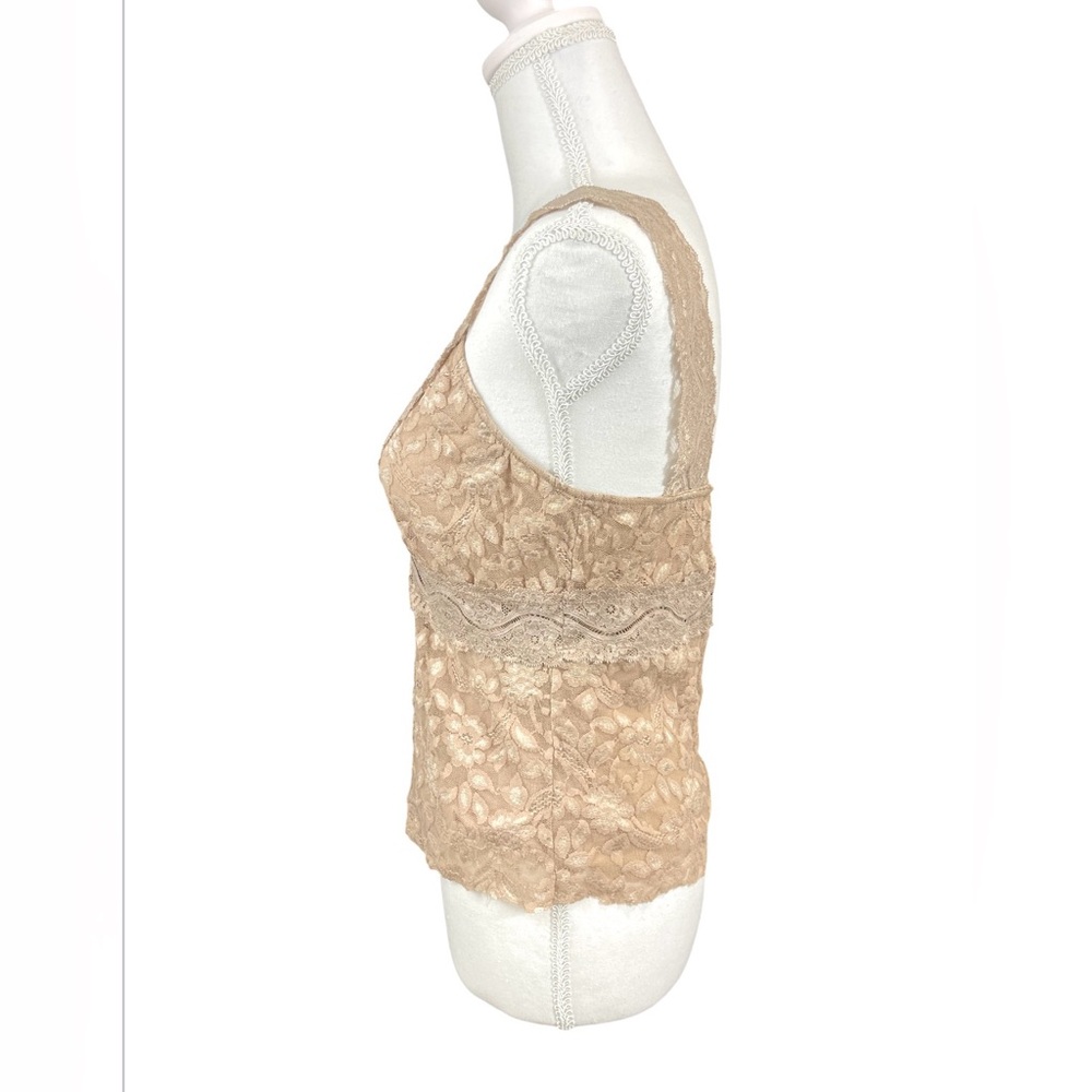 Vintage Y2K Tan Beige Babydoll Floral Lace Tank Top MEDIUM Fairy Girly 90’s - Picture 3 of 10